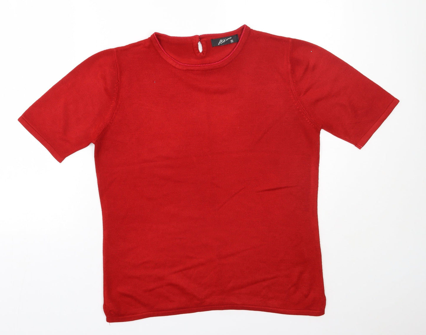 Alexara Womens Red  Acrylic Basic T-Shirt Size S Round Neck