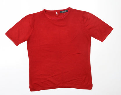 Alexara Womens Red  Acrylic Basic T-Shirt Size S Round Neck