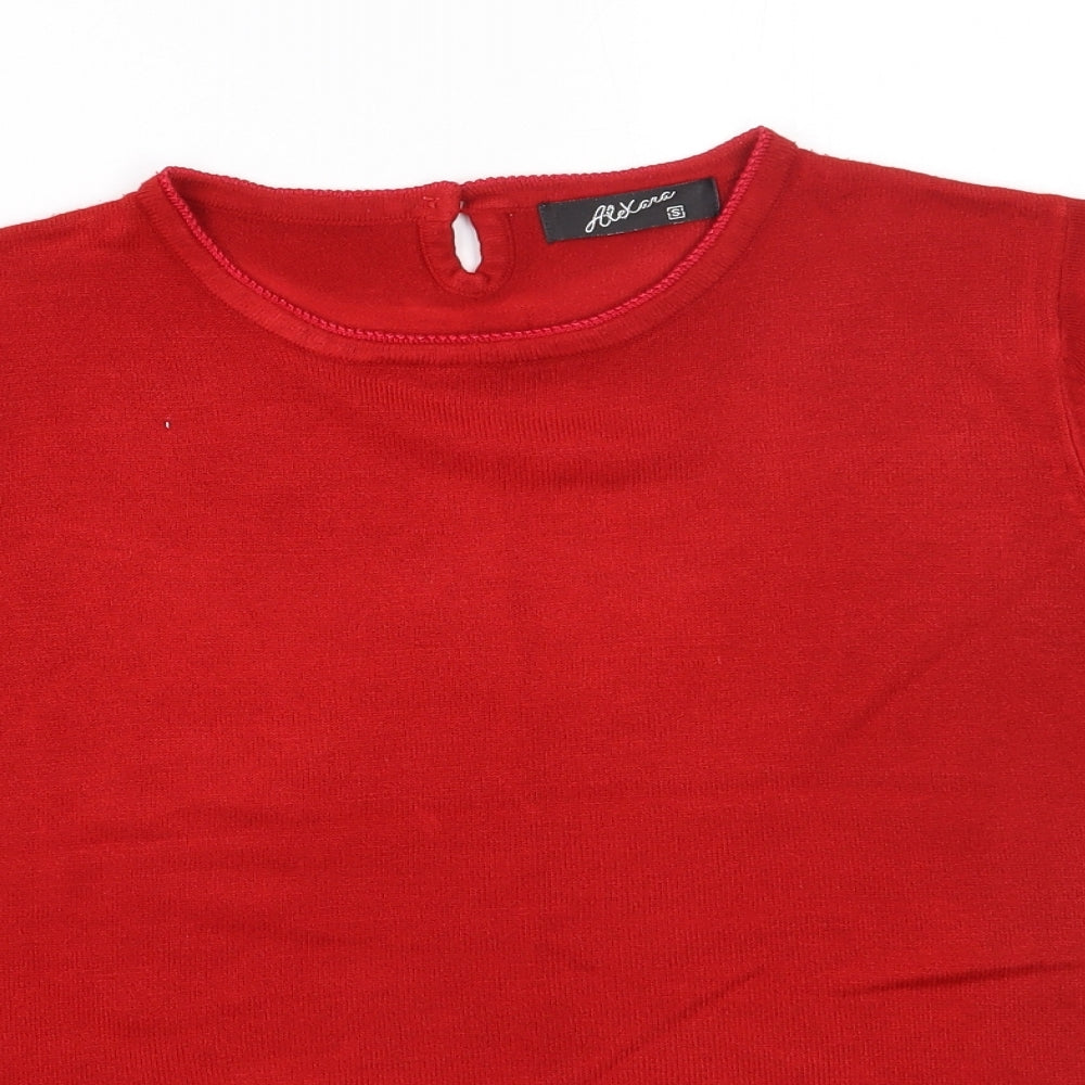 Alexara Womens Red  Acrylic Basic T-Shirt Size S Round Neck