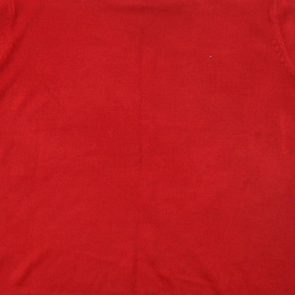 Alexara Womens Red  Acrylic Basic T-Shirt Size S Round Neck