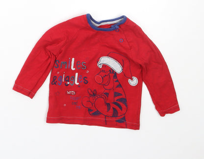 George Boys Red  Cotton Cami Pyjama Top Size 6-9 Months   - Disney Christmas