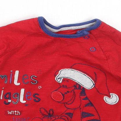 George Boys Red  Cotton Cami Pyjama Top Size 6-9 Months   - Disney Christmas