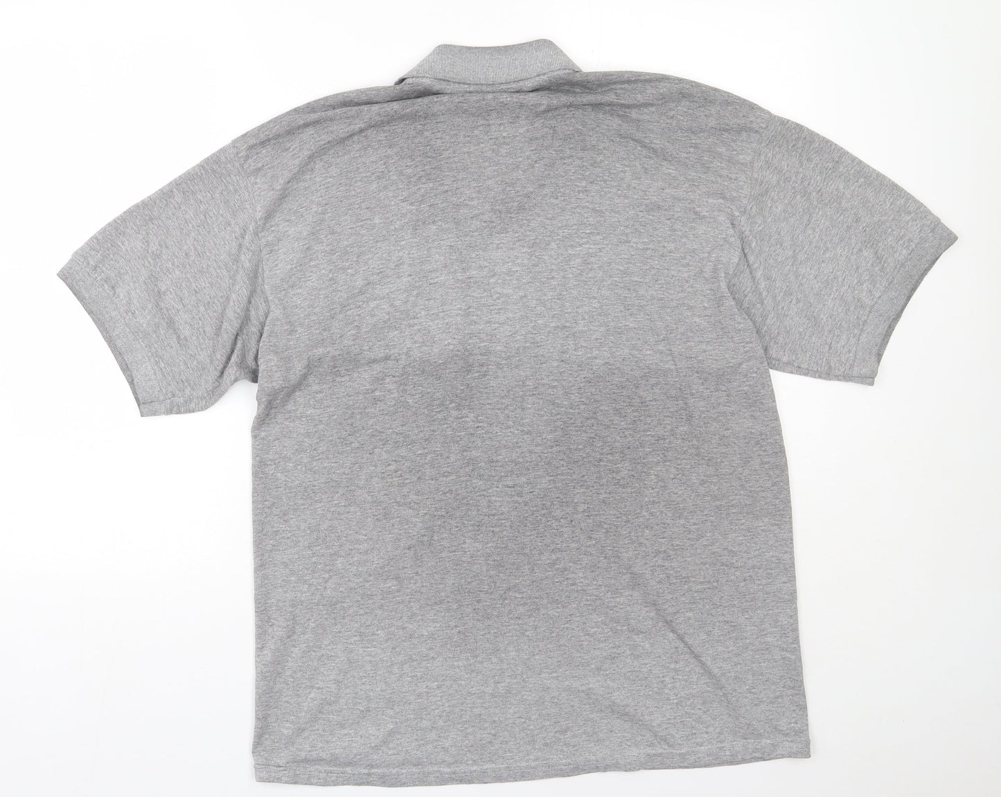 Gildan Mens Grey  Cotton  Polo Size L Collared Button