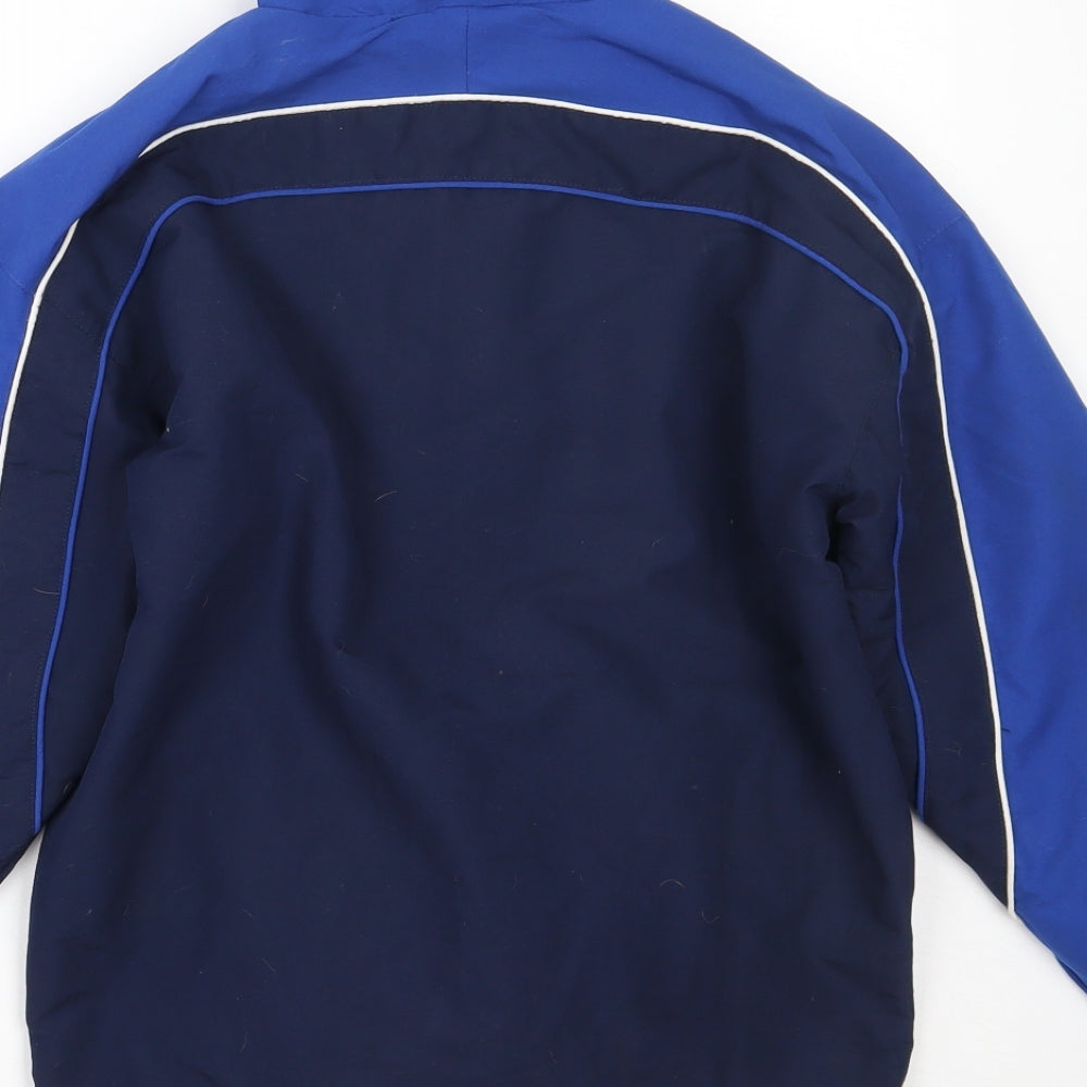 Brand and care label for Banner Sport boys’ blue basic coat coat, size 9-10, years
