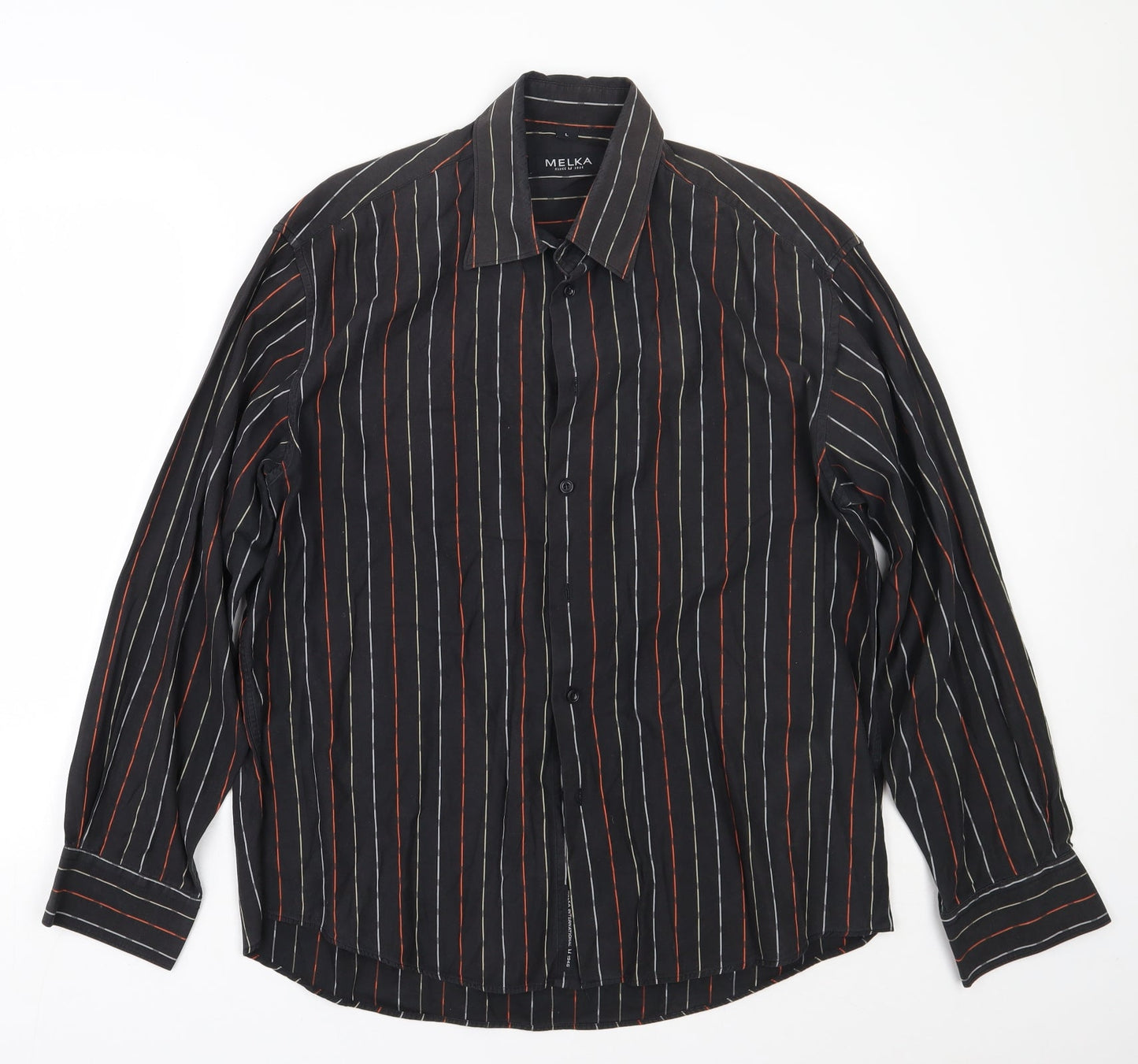 Mens UK Size L Melka Black  Button-Up Long Sleeve Casual Shirt