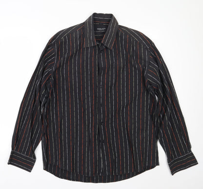 Mens UK Size L Melka Black  Button-Up Long Sleeve Casual Shirt