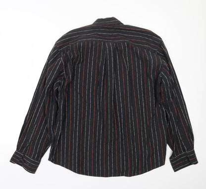 Mens UK Size L Melka Black  Button-Up Long Sleeve Casual Shirt