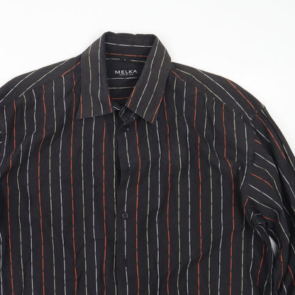 Mens UK Size L Melka Black  Button-Up Long Sleeve Casual Shirt