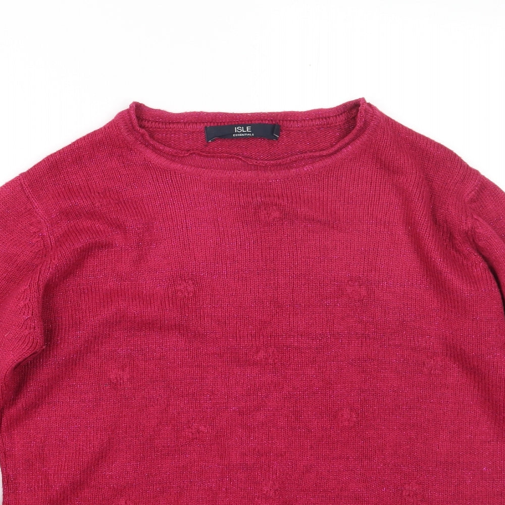 Womens UK Size L isle Pink Pullover Jumper