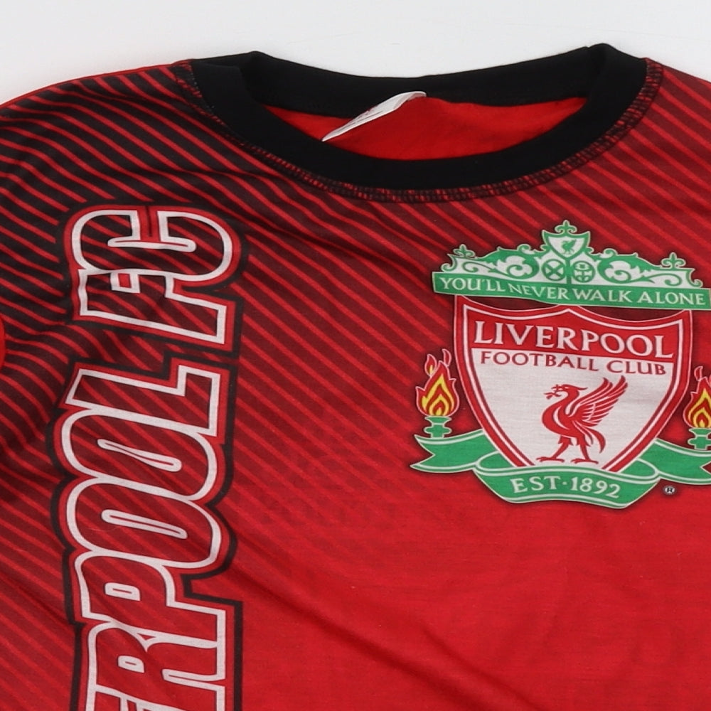 Liverpool FC Boys Red Geometric Cotton Basic Casual Size 9-10 Years Crew Neck Pullover - Liverpool Football Club