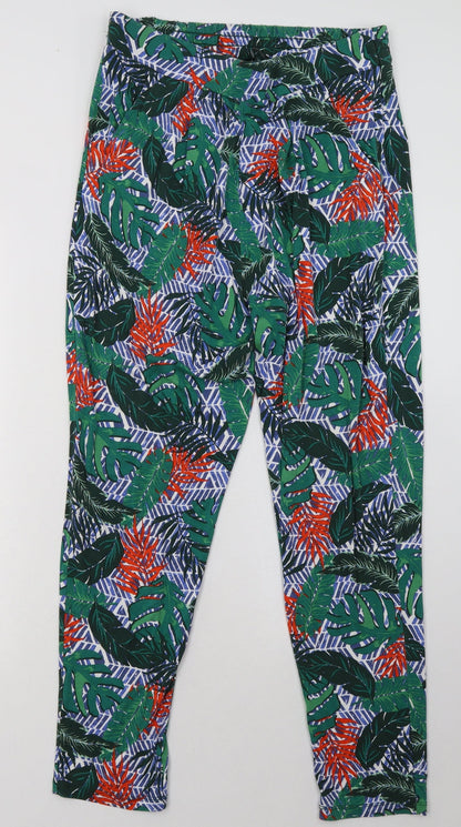 George Womens Green Geometric Viscose Trousers  Size 14 L30 in Regular