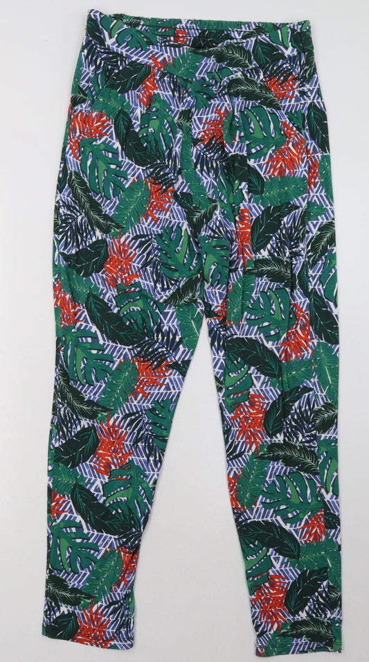 George Womens Green Geometric Viscose Trousers  Size 14 L30 in Regular