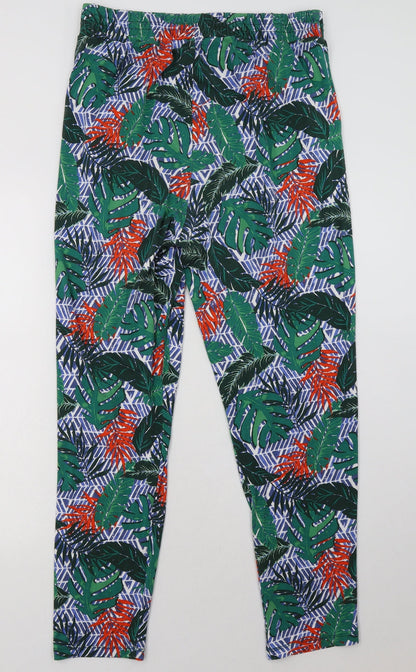George Womens Green Geometric Viscose Trousers  Size 14 L30 in Regular