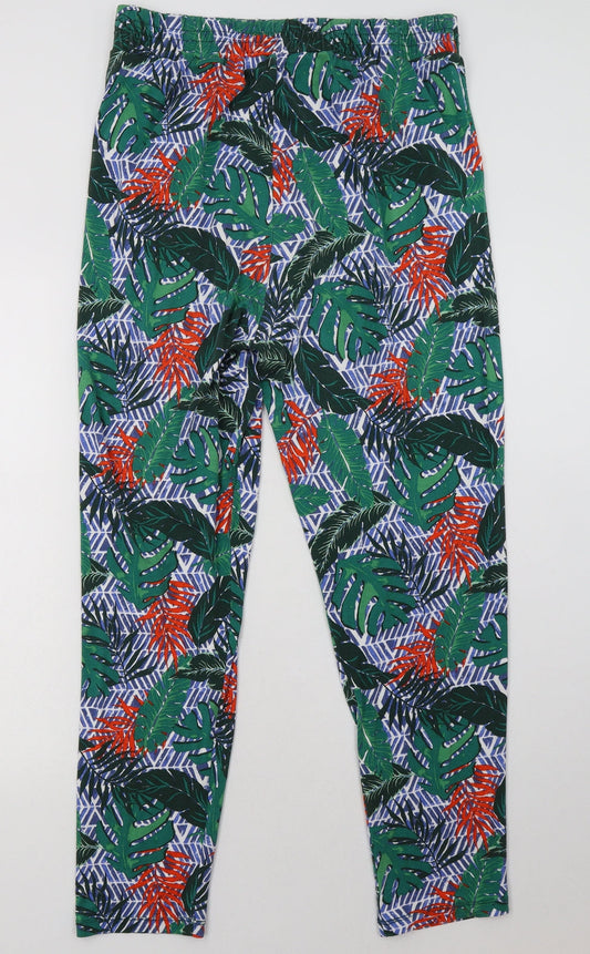 George Womens Green Geometric Viscose Trousers  Size 14 L30 in Regular