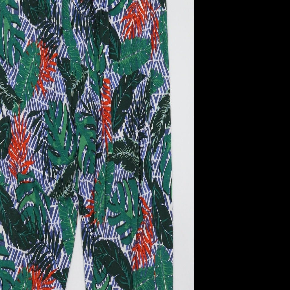 George Womens Green Geometric Viscose Trousers  Size 14 L30 in Regular