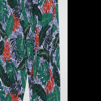 George Womens Green Geometric Viscose Trousers  Size 14 L30 in Regular