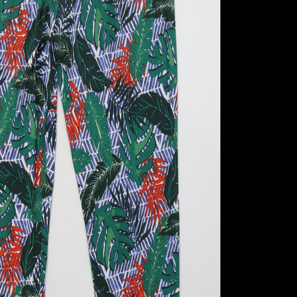 George Womens Green Geometric Viscose Trousers  Size 14 L30 in Regular