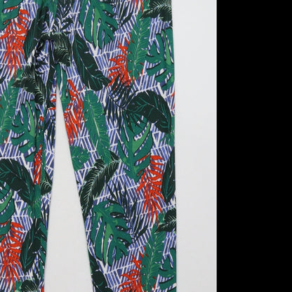 George Womens Green Geometric Viscose Trousers  Size 14 L30 in Regular