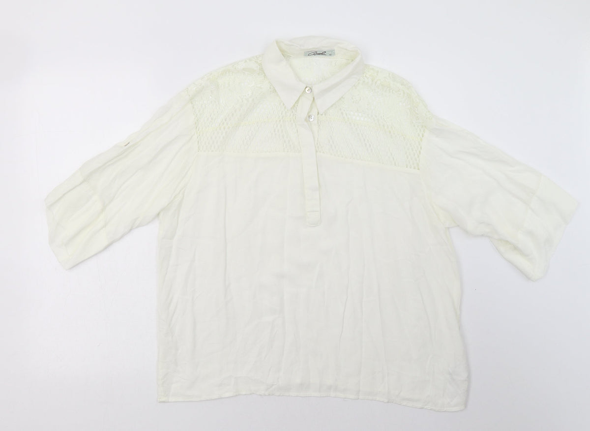 Additional front view of Axel women’s white viscose basic polo, size UK 14, collared