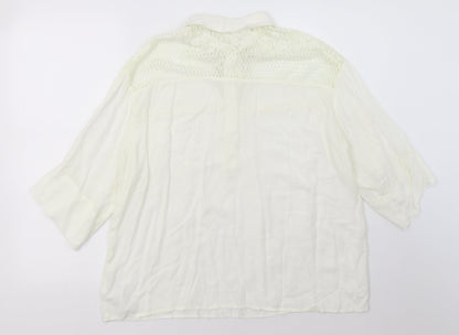 Back view of Axel women’s white viscose basic polo, size UK 14, collared