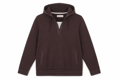 Front view of BM women’s brown polyacrylate fibre pullover hoodie, size M, pullover
