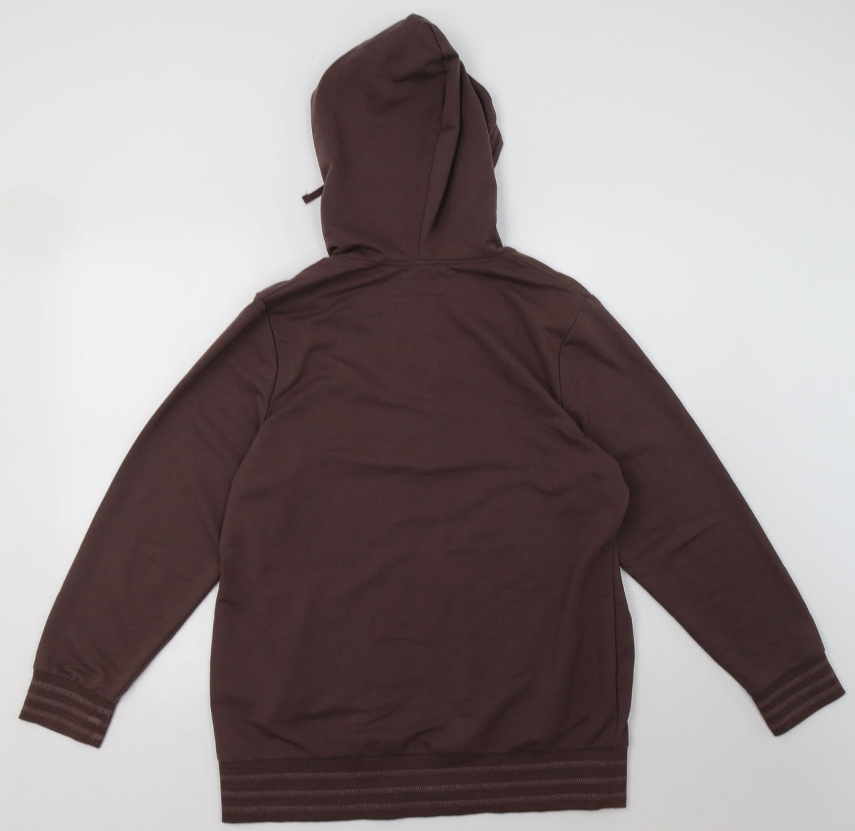 Back view of BM women’s brown polyacrylate fibre pullover hoodie, size M, pullover