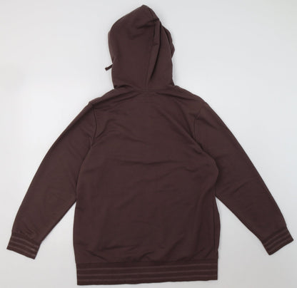 Back view of BM women’s brown polyacrylate fibre pullover hoodie, size M, pullover
