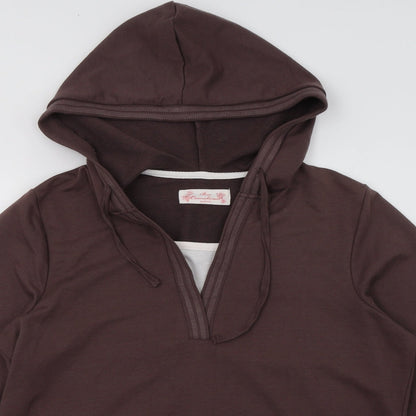 Close-up detail of BM women’s brown polyacrylate fibre pullover hoodie, size M, pullover