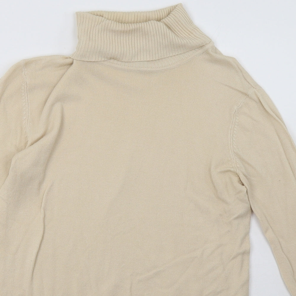 Close-up detail of Matalan women’s beige viscose pullover sweatshirt, size UK 12, pullover
