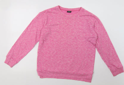 Additional front view of Bonds women’s pink cotton pullover sweatshirt, size S, pullover