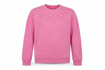 Front view of Bonds women’s pink cotton pullover sweatshirt, size S, pullover
