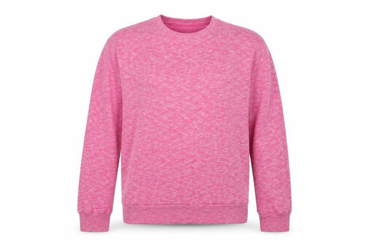 Front view of Bonds women’s pink cotton pullover sweatshirt, size S, pullover