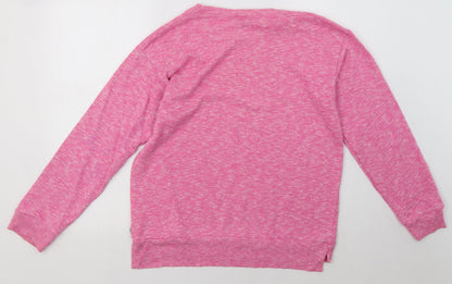 Back view of Bonds women’s pink cotton pullover sweatshirt, size S, pullover