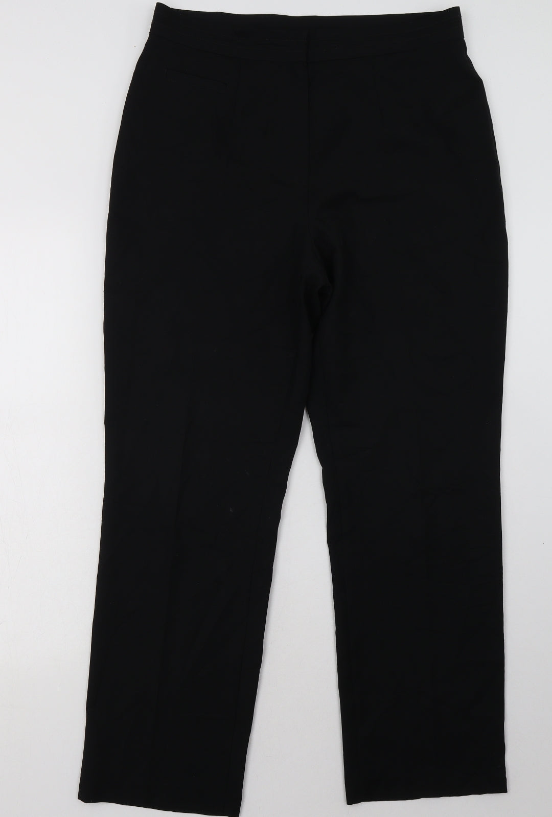 Marks and Spencer Mens Black  Polyester Trousers  Size 16 L32 in Regular Hook & Eye