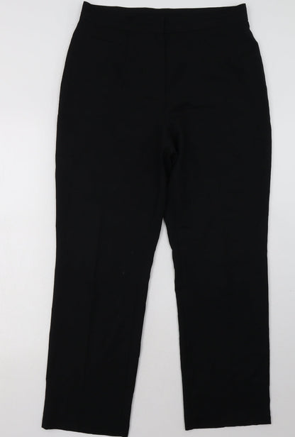 Marks and Spencer Mens Black  Polyester Trousers  Size 16 L32 in Regular Hook & Eye