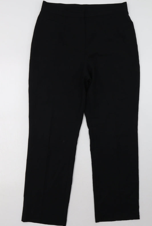 Marks and Spencer Mens Black  Polyester Trousers  Size 16 L32 in Regular Hook & Eye
