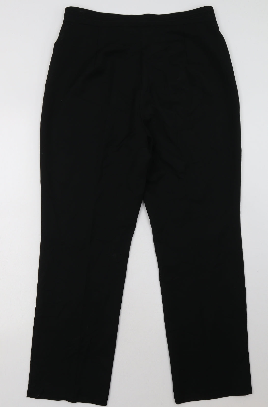 Marks and Spencer Mens Black  Polyester Trousers  Size 16 L32 in Regular Hook & Eye