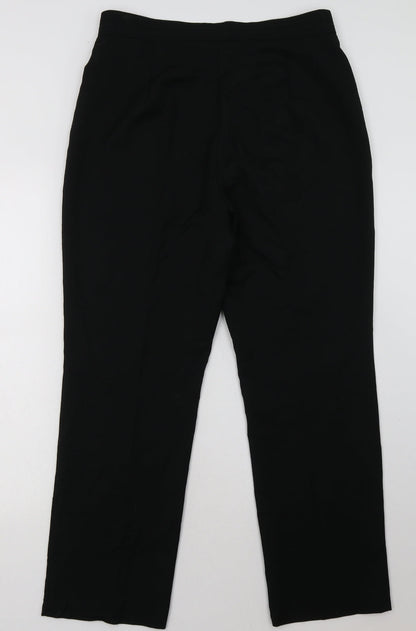 Marks and Spencer Mens Black  Polyester Trousers  Size 16 L32 in Regular Hook & Eye