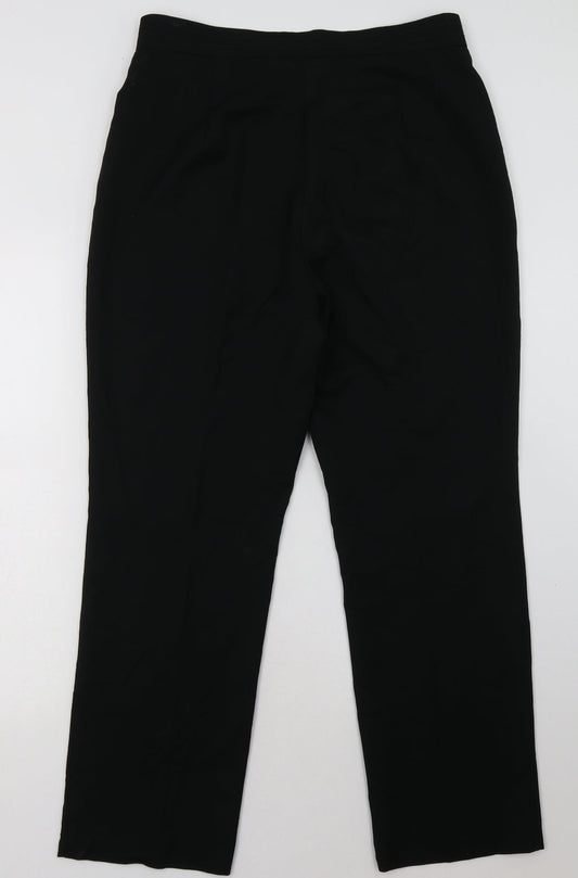 Marks and Spencer Mens Black  Polyester Trousers  Size 16 L32 in Regular Hook & Eye