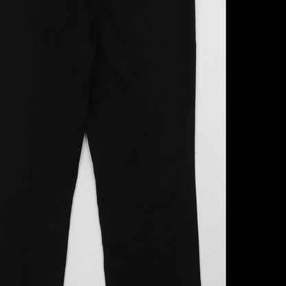 Marks and Spencer Mens Black  Polyester Trousers  Size 16 L32 in Regular Hook & Eye