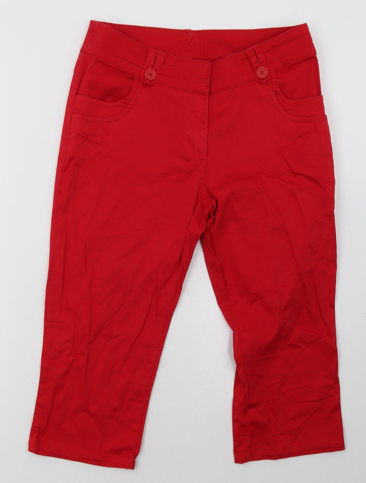 Encuentro Womens Red  Cotton Cropped Trousers Size 10  Regular Hook & Eye
