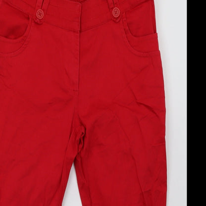 Encuentro Womens Red  Cotton Cropped Trousers Size 10  Regular Hook & Eye