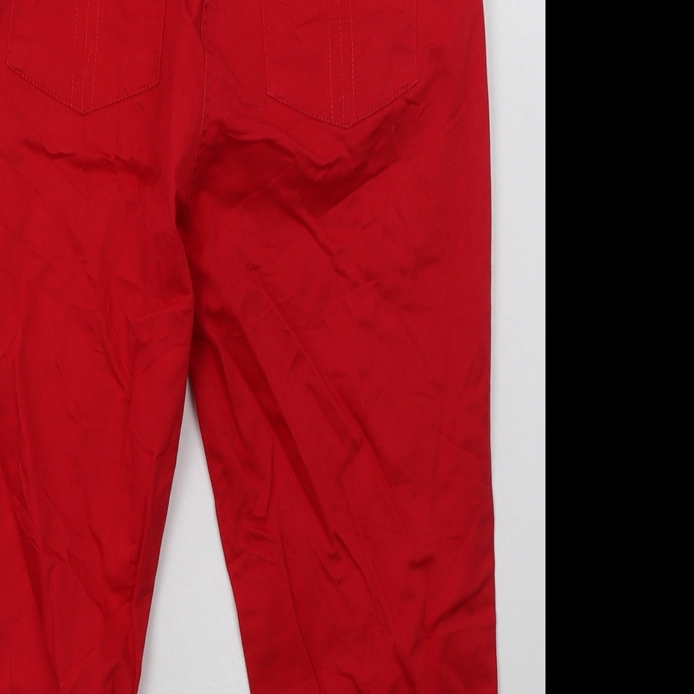 Encuentro Womens Red  Cotton Cropped Trousers Size 10  Regular Hook & Eye