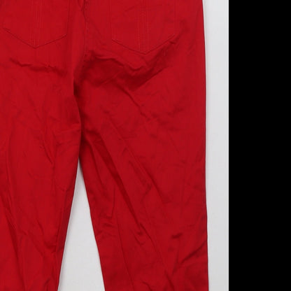 Encuentro Womens Red  Cotton Cropped Trousers Size 10  Regular Hook & Eye