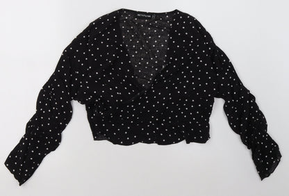 Womens UK Size 10 PRETTYLITTLETHING Black Cropped Blouse
