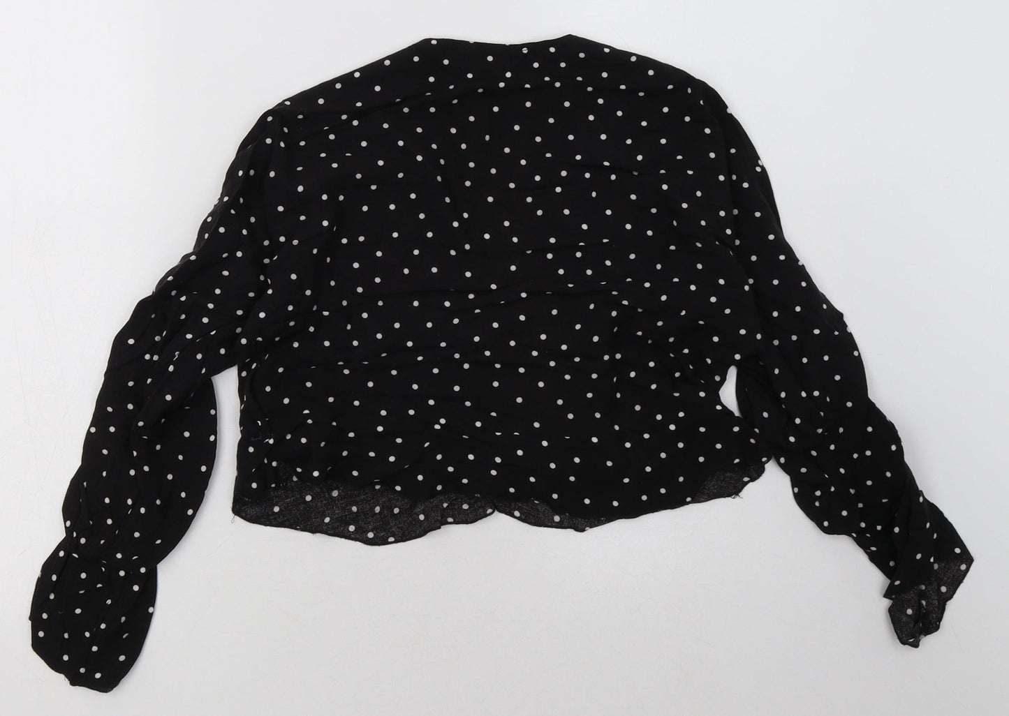 Womens UK Size 10 PRETTYLITTLETHING Black Cropped Blouse