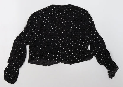 Womens UK Size 10 PRETTYLITTLETHING Black Cropped Blouse