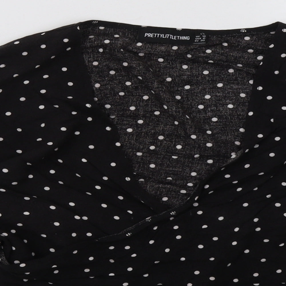 Womens UK Size 10 PRETTYLITTLETHING Black Cropped Blouse