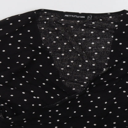 Womens UK Size 10 PRETTYLITTLETHING Black Cropped Blouse