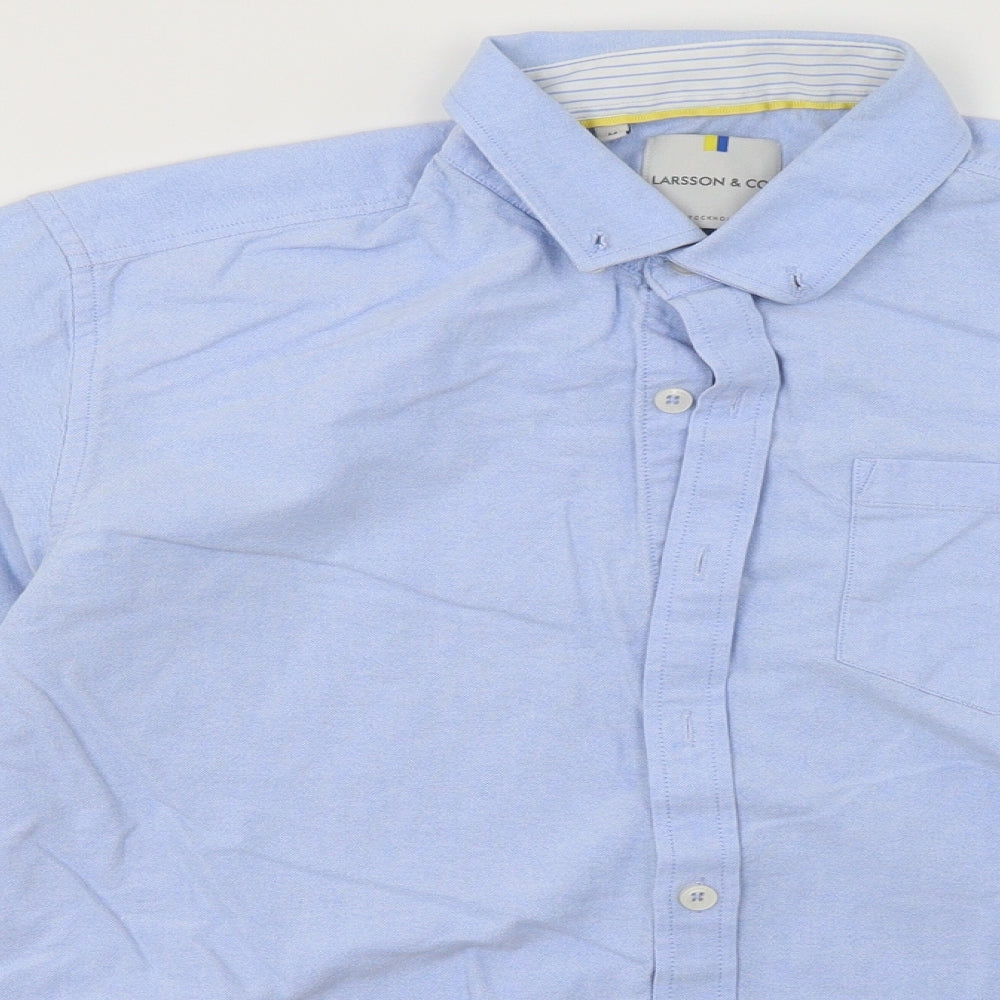 Mens UK Size M larsson & co Blue  Button-Up Long Sleeve Casual Shirt